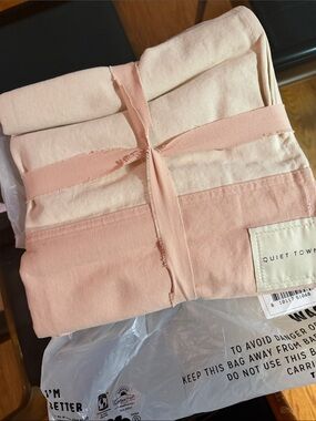 Quiet Town Two-Tone Pink Shower curtain orient blush